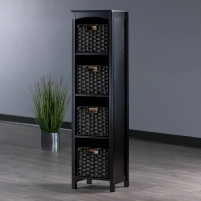 55.98" 5pc Terrace Storage Shelf With Baskets Espresso/Chocolate - Winsome - Image 13