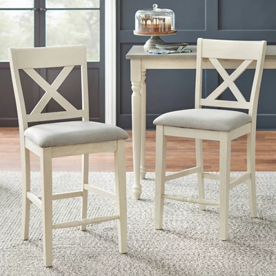 Set Of 2 24" Montreal Cross Back Barstools White - Lifestorey