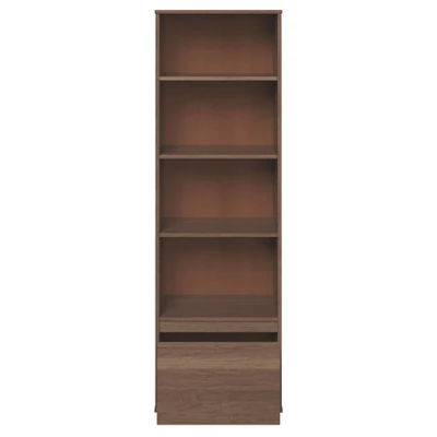 71" Gunther Mid-Century Bookcase 1 Drawer Walnut - Linon - Image 5