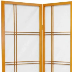 5 Ft. Tall Double Cross Shoji Screen - Honey (5 Panels) - Oriental Furniture