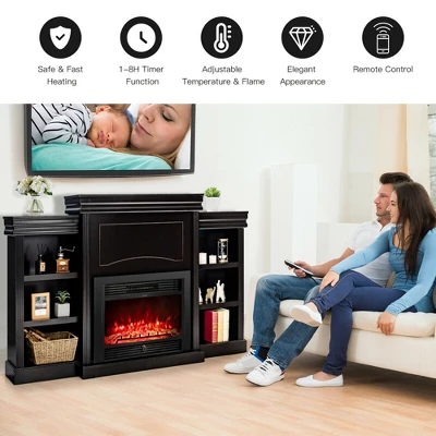 Costway 70'' Fireplace TV Stand Media W/ 28.5'' 750W/1500W Electric Fireplace - Image 4
