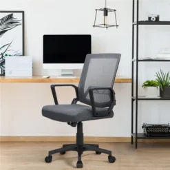 Yaheetech Adjustable Mid-Back Office Chair Computer Chair With Wheels