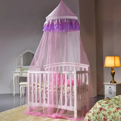Costway Elegant Lace Bed Mosquito Netting Mesh Canopy Princess Round Dome Bedding Net - Image 5