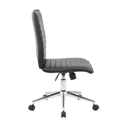 Armless Task Chair Black Vinyl - Boss Office Products - Image 3