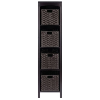 55.98" 5pc Terrace Storage Shelf With Baskets Espresso/Chocolate - Winsome