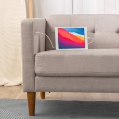 54" Pascal Loveseat Sofa With USB Oatmeal - Zinus