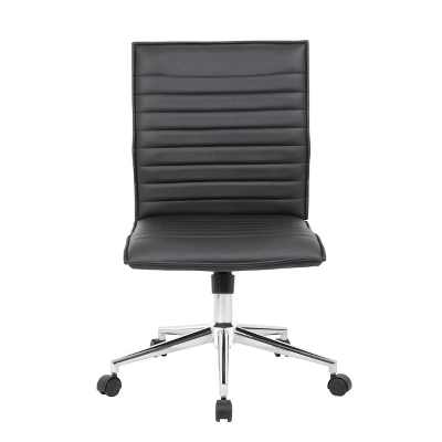 Armless Task Chair Black Vinyl - Boss Office Products - Image 2