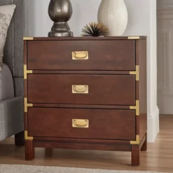 Borden Campaign 3-Drawer Nightstand - Inspire Q