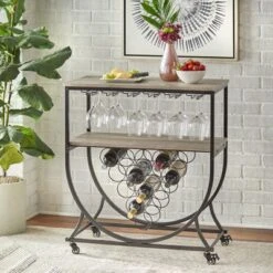 Martino Bar Cart Black/Natural - Buylateral