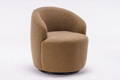 360° Swivel Accent Armchair, Barrel Chair With Black Powder Coating Metal Base-ModernLuxe - Image 4