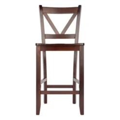 24" Set Of 2 Victor V-Back Counter Height Barstool Wood/Walnut - Winsome