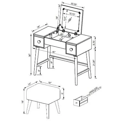 Viola Vanity Set Brown - Linon - Image 18