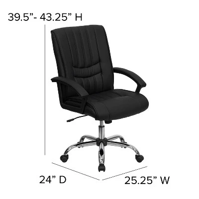 Flash Furniture Mid-Back Black LeatherSoft Swivel Manager's Office Chair With Arms - Image 3