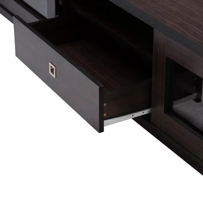 Beasley Cabinet With 2 Sliding Doors And Drawer TV Stand For TVs Up To 70" Dark Brown - Baxton Studio - Image 3