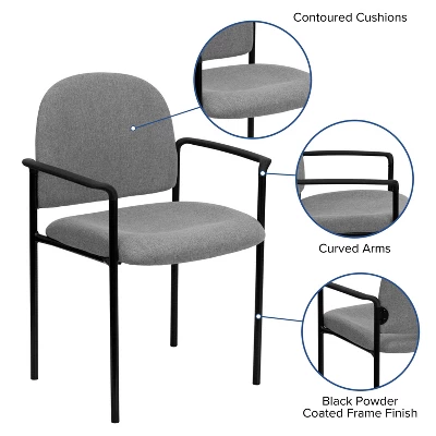 Emma And Oliver Comfort Stackable Steel Side Reception Chair With Arms - Image 2