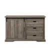 Orson Farmhouse Sliding Grooved Door Sideboard With 3 Drawers Gray Wash - Saracina Home