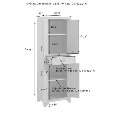 3pc Tara Sideboard And Pantry Set Distressed Gray - Crosley - Image 12