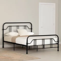 Queen Balka Platform Metal Bed Black - South Shore