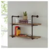 31.5" X 24" Two Tier Industrial Pipe Wall Shelf Brown - Danya B.