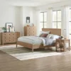 4pc Arden Wood Bedroom Set With 2 Drawer Nightstand With Open Shelf Light Driftwood - Alaterre Furniture