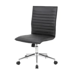 Armless Task Chair Black Vinyl - Boss Office Products