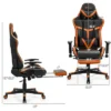 Costway Massage Gaming Chair Reclining Racing Chair With Lumbar Support &Footrest Orange