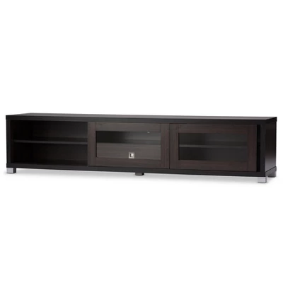 Beasley Cabinet With 2 Sliding Doors And Drawer TV Stand For TVs Up To 70" Dark Brown - Baxton Studio