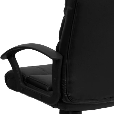 Emma And Oliver Mid-Back Black LeatherSoft Swivel Task Arm Office Chair With Accent Back - Image 5