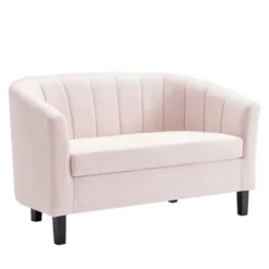 Prospect Channel Tufted Performance Velvet Loveseat Sofa Pink - Modway