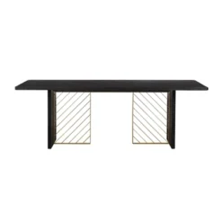 Monaco Dining Table Black Wood/Antiqued Brass - Armen Living
