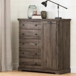 Avilla Door Chest With 5 Drawers Fall Oak - South Shore