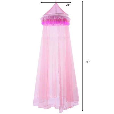 Costway Elegant Lace Bed Mosquito Netting Mesh Canopy Princess Round Dome Bedding Net