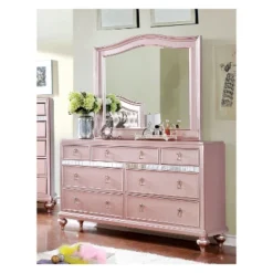 Arehart Contemporary Mirror Trim Dresser And Camelback Mirror Set Rose Pink - HOMES: Inside + Out